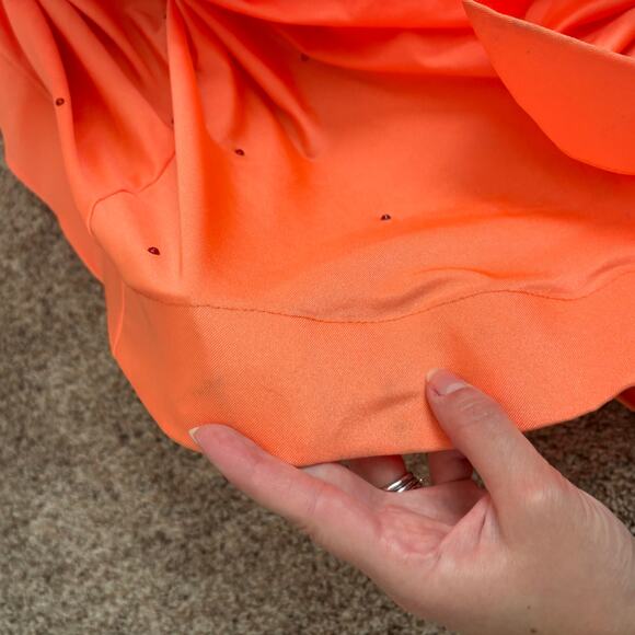 Panoply Orange Fitted Beaded Spandex One Shoulder Gown Prom Formal 10 - Picture 14 of 16